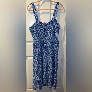 Simply Southern Women’s Large sleeveless dress blue paisley sleeveless